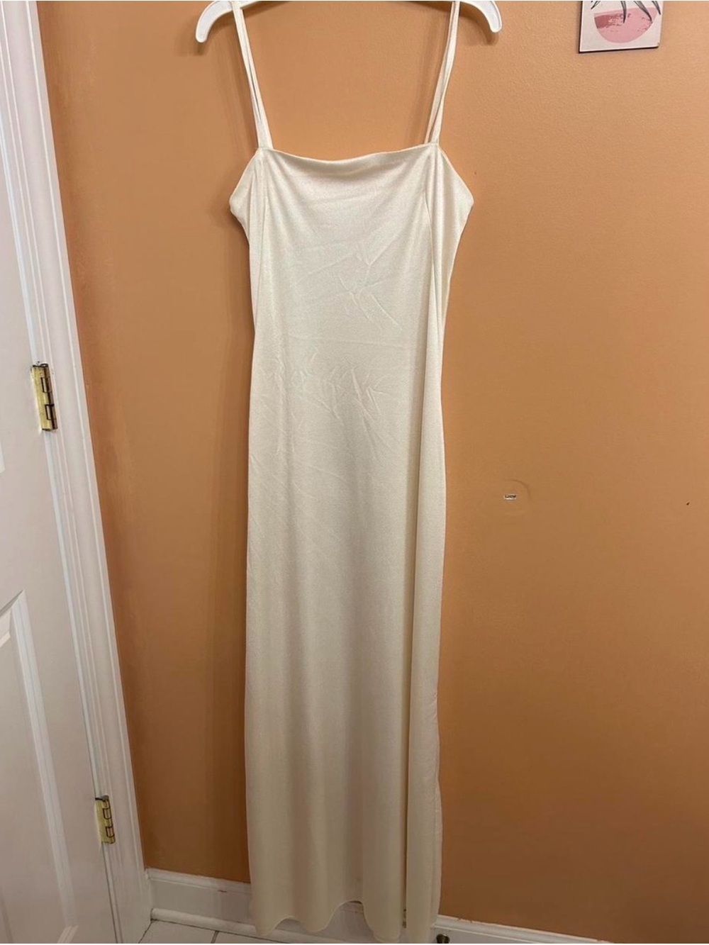 Elegant Cream Slip Dress with Thin Straps